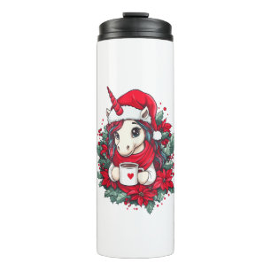 Christmas Unicorn Decor Girls Boys Kids Christmas  Thermal Tumbler