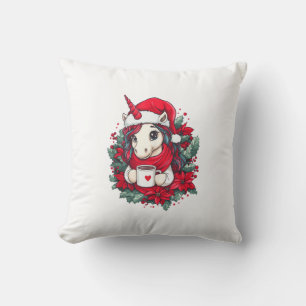 Christmas Unicorn Decor Girls Boys Kids Christmas  Throw Pillow