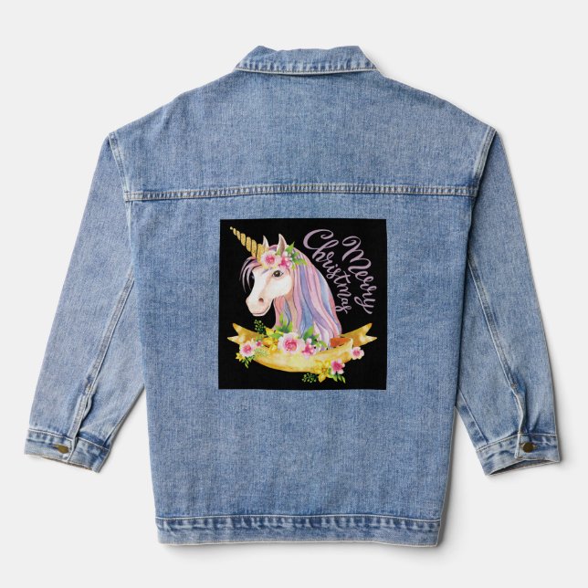 CHRISTMAS UNICORN DENIM JEAN JACKET (Verso)