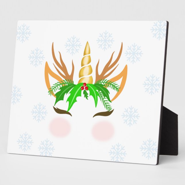 Christmas Unicorn Face Plaque (Side)
