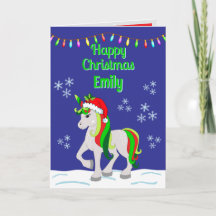 Christmas Unicorn Folded Greeting Card