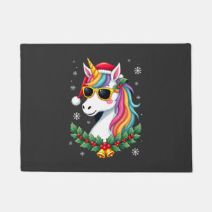 Christmas Unicorn Girls Boys Xmas Santa Cute Kids Doormat