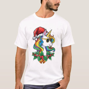 Christmas Unicorn Girls Boys Xmas Santa Cute Kids  T-Shirt
