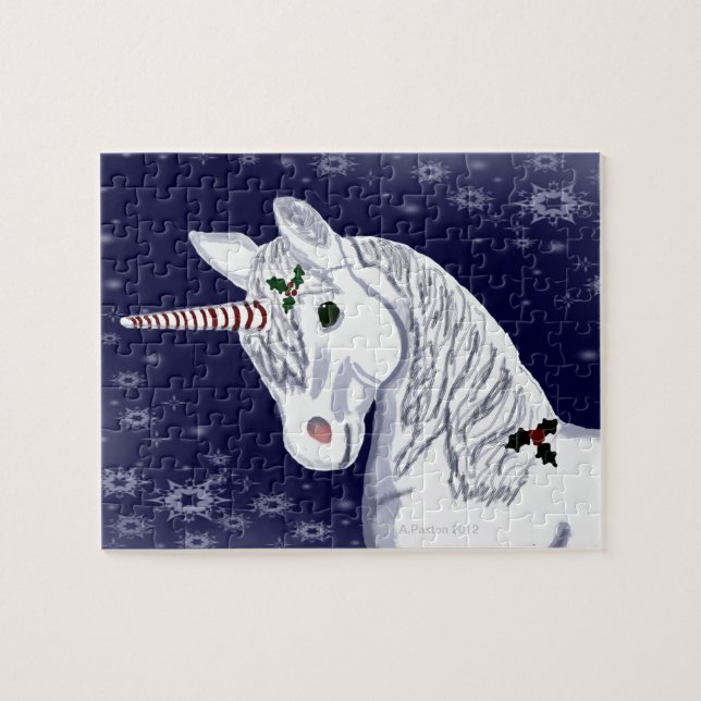 Christmas Unicorn Head Puzzle with Tin (Horizontal)