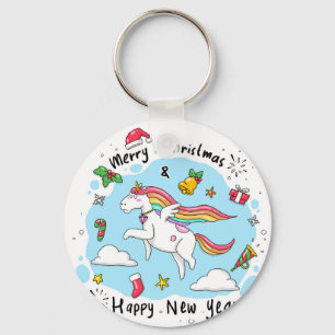 Christmas Unicorn Keychain