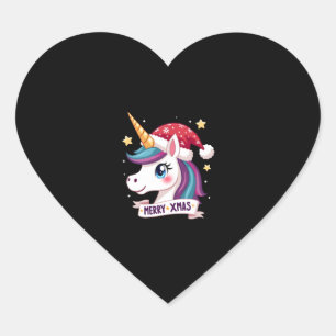 Christmas Unicorn Long Sleeve T-Shirt (1) Heart Sticker