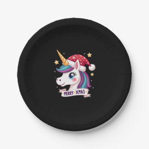Christmas Unicorn Long Sleeve T-Shirt (1) Paper Plate