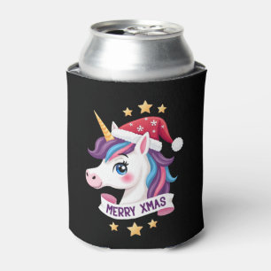 Christmas Unicorn Long Sleeve T-Shirt (2) Can Cooler