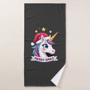 Christmas Unicorn Long Sleeve T-Shirt Bath Towel