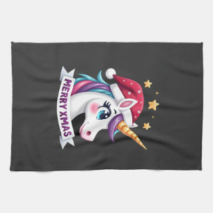 Christmas Unicorn Long Sleeve T-Shirt Kitchen Towel