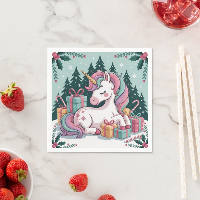 Christmas Unicorn Napkins (Insitu)