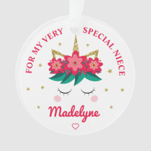 Christmas Unicorn Niece Gift Personalized Ornament