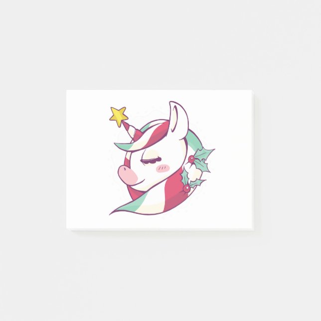 Christmas Unicorn Post-it Notes (Front)