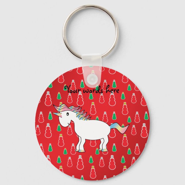 Christmas unicorn red snowman pattern keychain (Front)