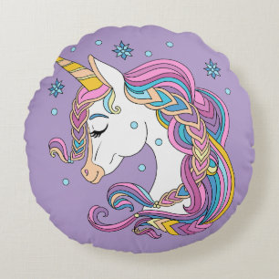 Christmas unicorn round pillow