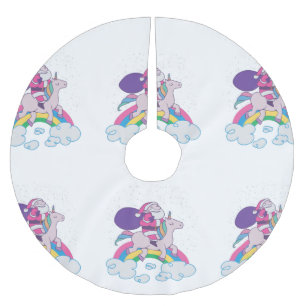 christmas unicorn santa claus brushed polyester tree skirt