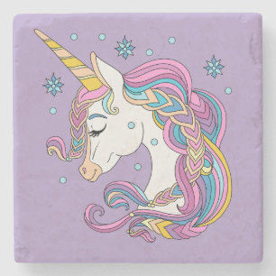 Christmas unicorn stone coaster