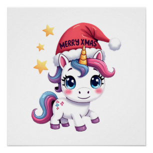 Christmas Unicorn T-Shirt (2) Poster