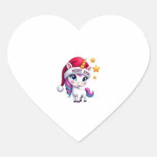 Christmas Unicorn T-Shirt (3) Heart Sticker