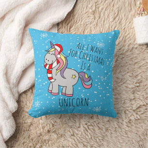 Christmas Unicorn Throw Pillow