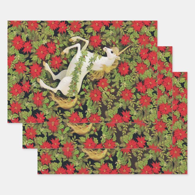 Christmas Unicorn Wrapping Paper Sheet (Set)