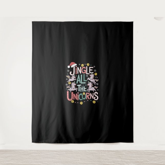 Christmas Unicorns Jingle All The Unicorns Squad P Tapestry (Front)