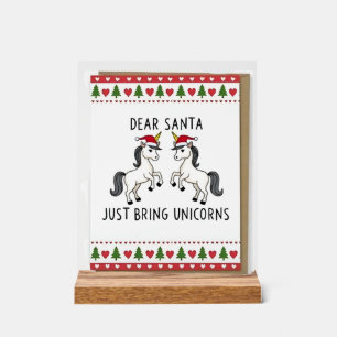 Christmas Unicorns Ugly Xmas Sweater Unicorn Lover Acrylic Sign