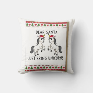 Christmas Unicorns Ugly Xmas Sweater Unicorn Lover Throw Pillow
