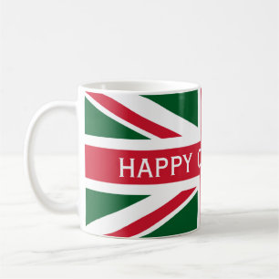 Christmas Union Jack ~ Red, Green and White Coffee Mug