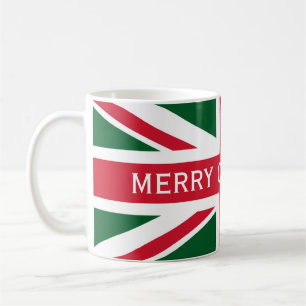 Christmas Union Jack ~  Red, Green and White Coffee Mug