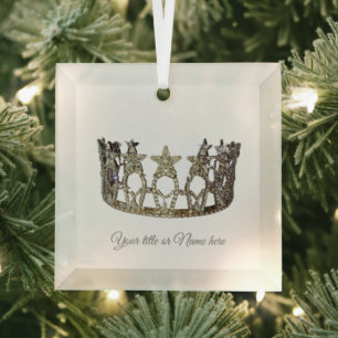 Christmas USA Pageant Like Crown Glass Ornament