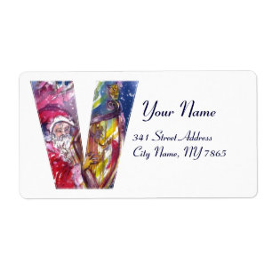 CHRISTMAS V LETTER  / SANTA  PLAYING HARP