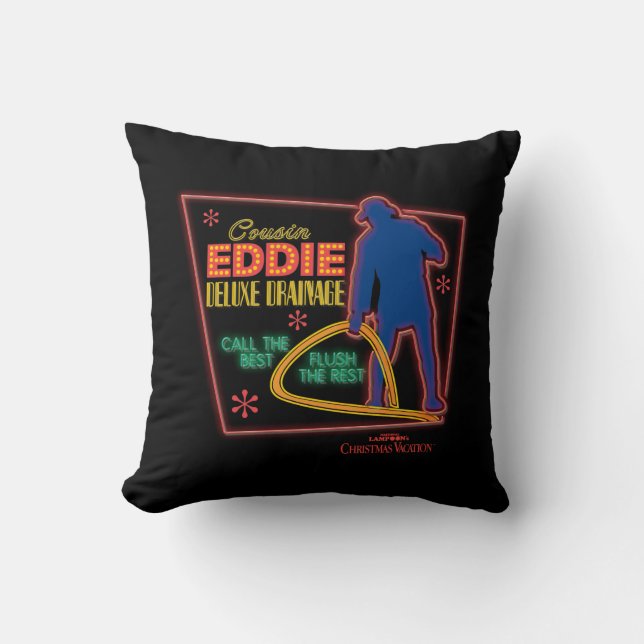 Christmas Vacation | Cousin Eddie Neon Sign Throw Pillow (Front)
