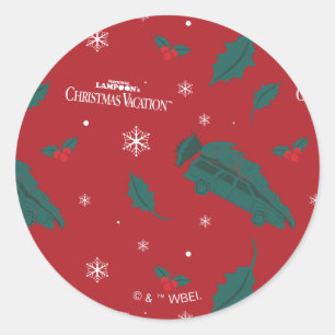 Christmas Vacation Holly Pattern Classic Round Sticker