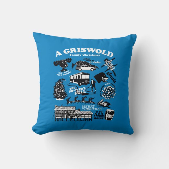 Christmas Vacation Icons and Quotes Throw Pillow (Front)