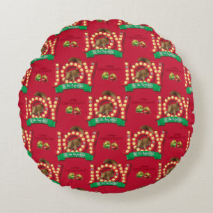 Christmas Vacation   Joy to the Squirrel Pattern Round Pillow