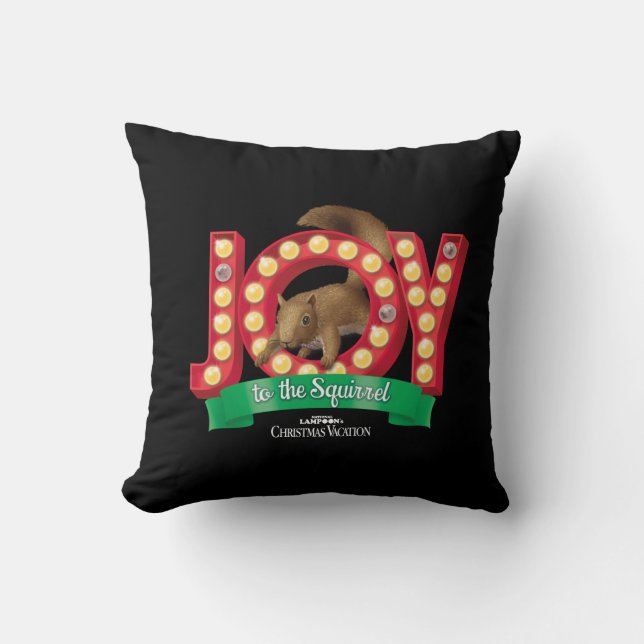 Christmas Vacation | Joy to the Squirrel Throw Pillow (Front)