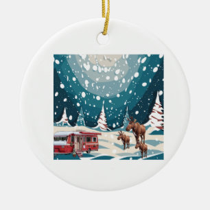 Christmas vacation moose ceramic ornament