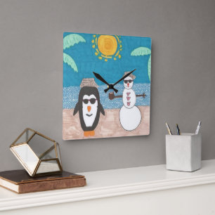 Christmas Vacation Square Wall Clock