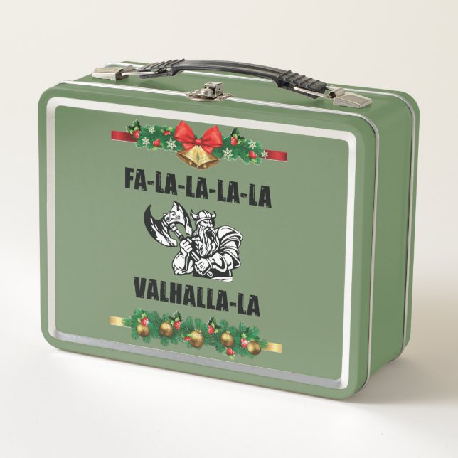 Christmas Valhalla Throw Pillow Metal Lunch Box (Front)