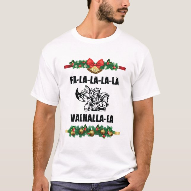 Christmas Valhalla Throw Pillow T-Shirt (Front)