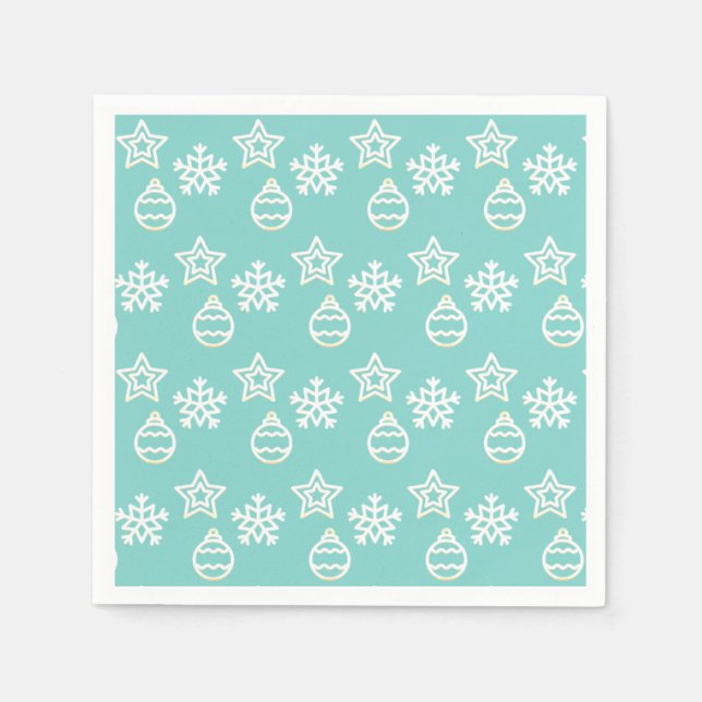 Christmas Vector Patter on Light Blue Napkin (Front)