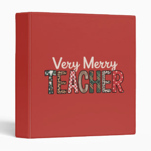 Christmas Very Merry Teacher Leopard Tree Binder
