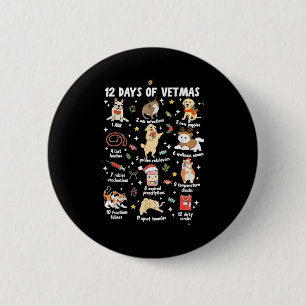 Christmas Veterinarian Veterinary Medicine Vet Tec 2 Inch Round Button