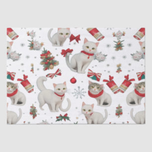Christmas Vibes Cats seamless Pattern Tissue Paper