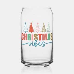Christmas Vibes - Colourful Holiday Trees Design Can Glass