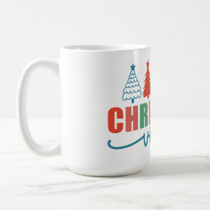 Christmas Vibes - Colourful Holiday Trees Design Coffee Mug