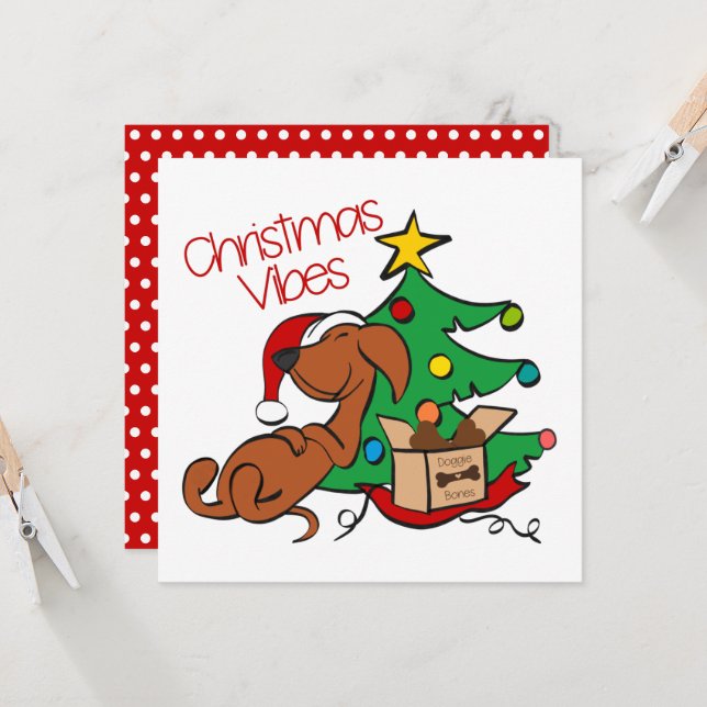 Christmas Vibes Dachshund Dog Card (Front/Back In Situ)