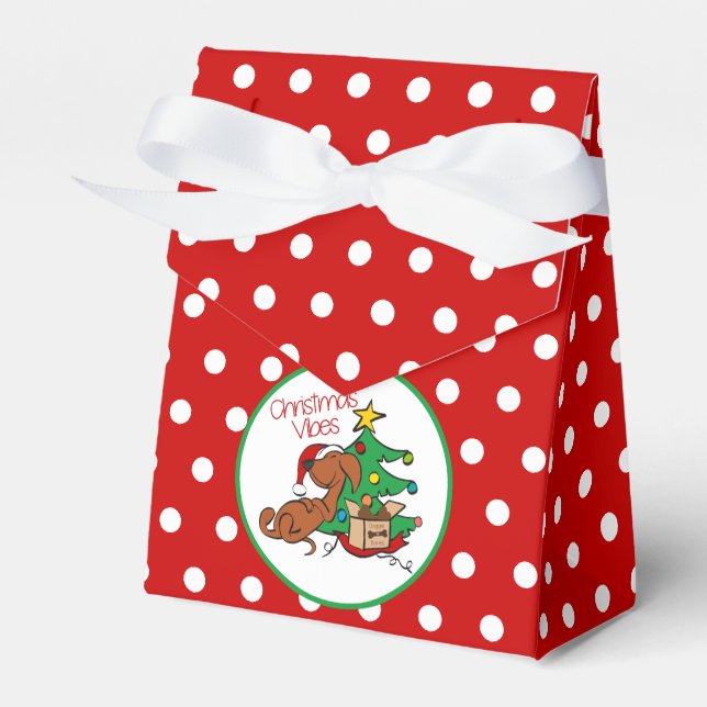 Christmas Vibes Dachshund Dog Favour Box (Front Side)
