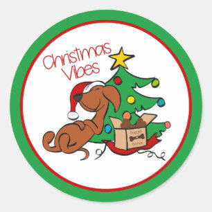 Christmas Vibes Dachshund Dog Sticker